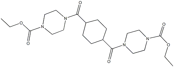 ethyl 4-[(4-{[4-(ethoxycarbonyl)-1-piperazinyl]carbonyl}cyclohexyl)carbonyl]-1-piperazinecarboxylate Struktur