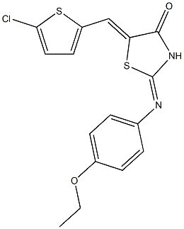 5-[(5-chloro-2-thienyl)methylene]-2-[(4-ethoxyphenyl)imino]-1,3-thiazolidin-4-one Struktur