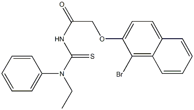 N'-{[(1-bromo-2-naphthyl)oxy]acetyl}-N-ethyl-N-phenylthiourea Struktur