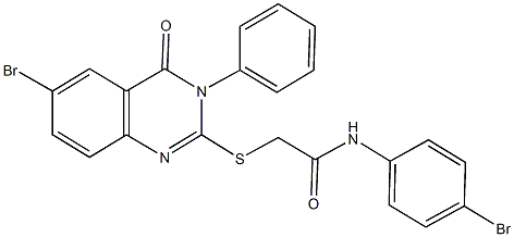 2-[(6-bromo-4-oxo-3-phenyl-3,4-dihydro-2-quinazolinyl)sulfanyl]-N-(4-bromophenyl)acetamide Struktur