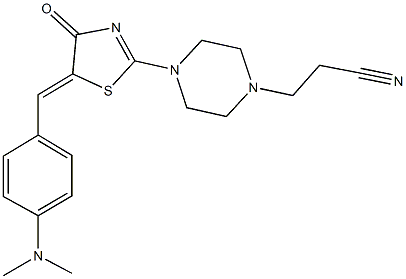 3-(4-{5-[4-(dimethylamino)benzylidene]-4-oxo-4,5-dihydro-1,3-thiazol-2-yl}-1-piperazinyl)propanenitrile Struktur