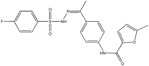 N-(4-{N-[(4-fluorophenyl)sulfonyl]ethanehydrazonoyl}phenyl)-5-methyl-2-furamide Struktur