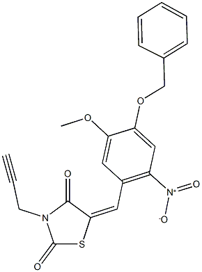 5-{4-(benzyloxy)-2-nitro-5-methoxybenzylidene}-3-(2-propynyl)-1,3-thiazolidine-2,4-dione Struktur