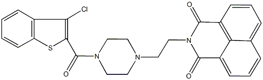 2-(2-{4-[(3-chloro-1-benzothien-2-yl)carbonyl]-1-piperazinyl}ethyl)-1H-benzo[de]isoquinoline-1,3(2H)-dione Struktur