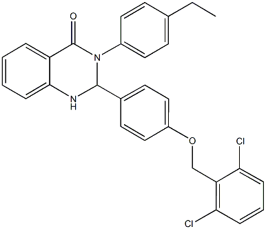 2-{4-[(2,6-dichlorobenzyl)oxy]phenyl}-3-(4-ethylphenyl)-2,3-dihydro-4(1H)-quinazolinone Struktur