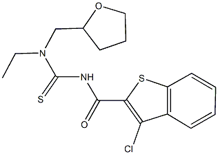 N'-[(3-chloro-1-benzothien-2-yl)carbonyl]-N-ethyl-N-(tetrahydro-2-furanylmethyl)thiourea Struktur