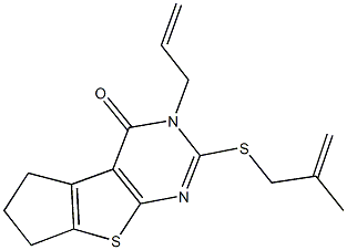 3-allyl-2-[(2-methyl-2-propenyl)sulfanyl]-3,5,6,7-tetrahydro-4H-cyclopenta[4,5]thieno[2,3-d]pyrimidin-4-one Struktur