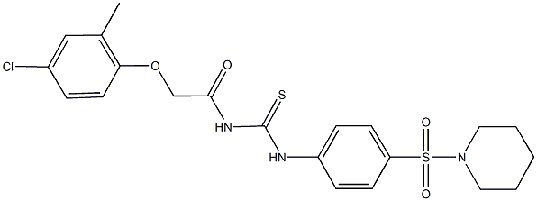 N-[(4-chloro-2-methylphenoxy)acetyl]-N'-[4-(1-piperidinylsulfonyl)phenyl]thiourea Struktur