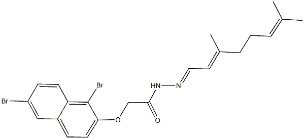 2-[(1,6-dibromo-2-naphthyl)oxy]-N'-(3,7-dimethyl-2,6-octadienylidene)acetohydrazide Struktur