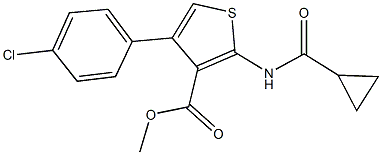 methyl 4-(4-chlorophenyl)-2-[(cyclopropylcarbonyl)amino]-3-thiophenecarboxylate Struktur