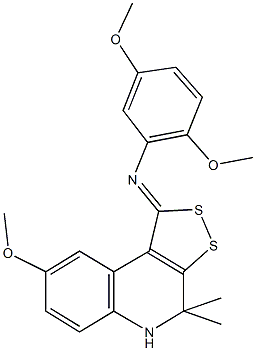 N-(2,5-dimethoxyphenyl)-N-(8-methoxy-4,4-dimethyl-4,5-dihydro-1H-[1,2]dithiolo[3,4-c]quinolin-1-ylidene)amine Struktur