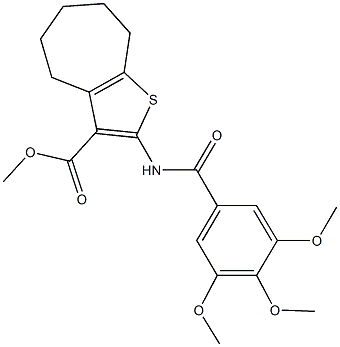 methyl 2-[(3,4,5-trimethoxybenzoyl)amino]-5,6,7,8-tetrahydro-4H-cyclohepta[b]thiophene-3-carboxylate Struktur