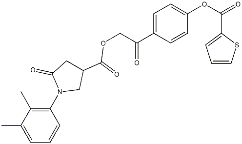 2-oxo-2-{4-[(2-thienylcarbonyl)oxy]phenyl}ethyl 1-(2,3-dimethylphenyl)-5-oxo-3-pyrrolidinecarboxylate Struktur