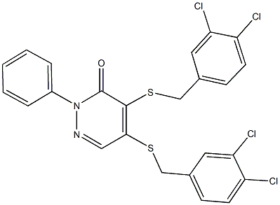 4,5-bis[(3,4-dichlorobenzyl)sulfanyl]-2-phenyl-3(2H)-pyridazinone Struktur