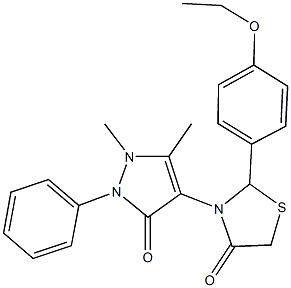 3-(1,5-dimethyl-3-oxo-2-phenyl-2,3-dihydro-1H-pyrazol-4-yl)-2-(4-ethoxyphenyl)-1,3-thiazolidin-4-one Struktur