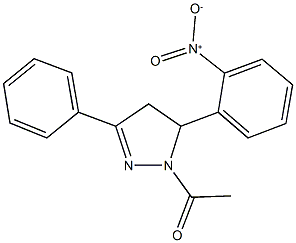 1-acetyl-5-{2-nitrophenyl}-3-phenyl-4,5-dihydro-1H-pyrazole Struktur