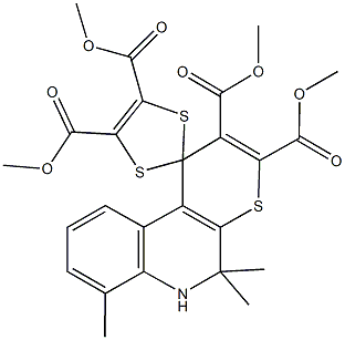 tetramethyl 5',5',7'-trimethyl-5',6'-dihydrospiro(1,3-dithiole-2,1'-1'H-thiopyrano[2,3-c]quinoline)-2',3',4,5-tetracarboxylate Struktur