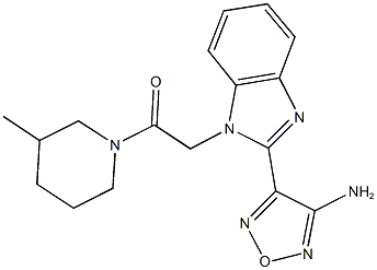 4-{1-[2-(3-methyl-1-piperidinyl)-2-oxoethyl]-1H-benzimidazol-2-yl}-1,2,5-oxadiazol-3-ylamine Struktur