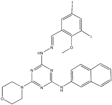 3,5-diiodo-2-methoxybenzaldehyde [4-(4-morpholinyl)-6-(2-naphthylamino)-1,3,5-triazin-2-yl]hydrazone Struktur