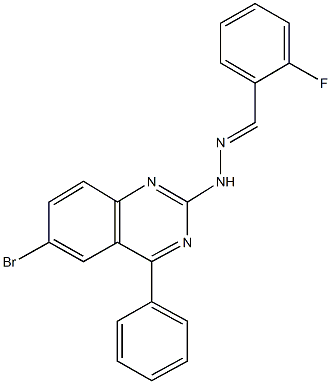 2-fluorobenzaldehyde (6-bromo-4-phenyl-2-quinazolinyl)hydrazone Struktur