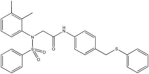 2-[2,3-dimethyl(phenylsulfonyl)anilino]-N-{4-[(phenylsulfanyl)methyl]phenyl}acetamide Struktur