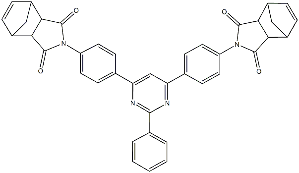 4-(4-{6-[4-(3,5-dioxo-4-azatricyclo[5.2.1.0~2,6~]dec-8-en-4-yl)phenyl]-2-phenylpyrimidin-4-yl}phenyl)-4-azatricyclo[5.2.1.0~2,6~]dec-8-ene-3,5-dione Struktur