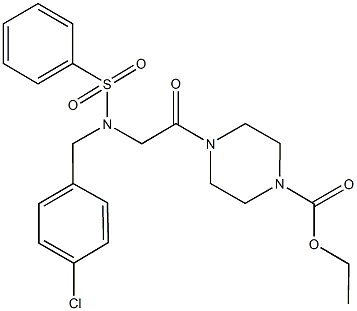 ethyl 4-{[(4-chlorobenzyl)(phenylsulfonyl)amino]acetyl}-1-piperazinecarboxylate Struktur