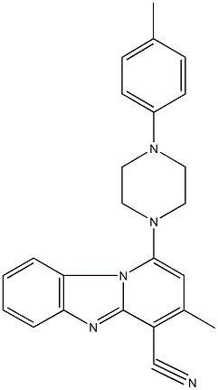 3-methyl-1-[4-(4-methylphenyl)-1-piperazinyl]pyrido[1,2-a]benzimidazole-4-carbonitrile Struktur