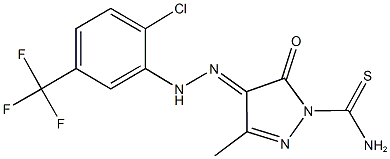 4-{[2-chloro-5-(trifluoromethyl)phenyl]hydrazono}-3-methyl-5-oxo-4,5-dihydro-1H-pyrazole-1-carbothioamide Struktur