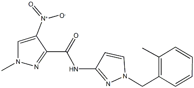 4-nitro-1-methyl-N-[1-(2-methylbenzyl)-1H-pyrazol-3-yl]-1H-pyrazole-3-carboxamide Struktur