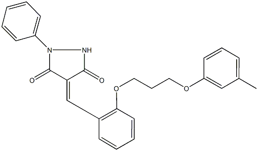 4-{2-[3-(3-methylphenoxy)propoxy]benzylidene}-1-phenyl-3,5-pyrazolidinedione Struktur