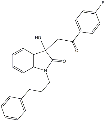 3-[2-(4-fluorophenyl)-2-oxoethyl]-3-hydroxy-1-(3-phenylpropyl)-1,3-dihydro-2H-indol-2-one Struktur