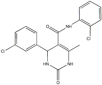 N-(2-chlorophenyl)-4-(3-chlorophenyl)-6-methyl-2-oxo-1,2,3,4-tetrahydro-5-pyrimidinecarboxamide Struktur