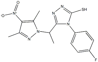 4-(4-fluorophenyl)-3-(1-{4-nitro-3,5-dimethyl-1H-pyrazol-1-yl}ethyl)-5-sulfanyl-4H-1,2,4-triazole Struktur