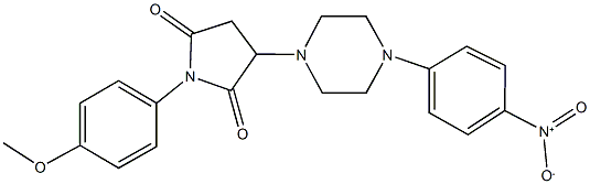 3-(4-{4-nitrophenyl}-1-piperazinyl)-1-(4-methoxyphenyl)-2,5-pyrrolidinedione Struktur