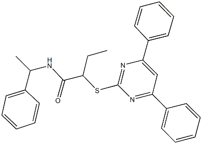 2-[(4,6-diphenyl-2-pyrimidinyl)sulfanyl]-N-(1-phenylethyl)butanamide Struktur