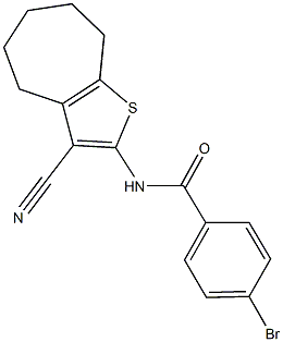 4-bromo-N-(3-cyano-5,6,7,8-tetrahydro-4H-cyclohepta[b]thien-2-yl)benzamide Struktur