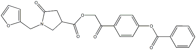 2-[4-(benzoyloxy)phenyl]-2-oxoethyl 1-(2-furylmethyl)-5-oxo-3-pyrrolidinecarboxylate Struktur