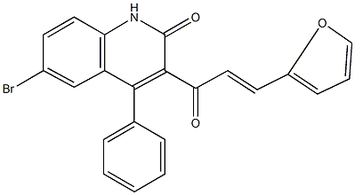 6-bromo-3-[3-(2-furyl)acryloyl]-4-phenyl-2(1H)-quinolinone Struktur