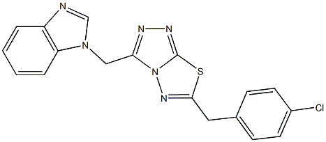 1-{[6-(4-chlorobenzyl)[1,2,4]triazolo[3,4-b][1,3,4]thiadiazol-3-yl]methyl}-1H-benzimidazole Struktur