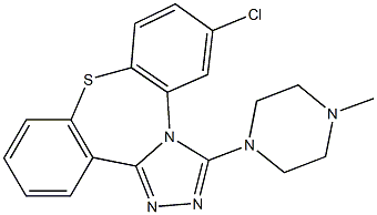 6-chloro-3-(4-methyl-1-piperazinyl)dibenzo[b,f][1,2,4]triazolo[4,3-d][1,4]thiazepine Struktur