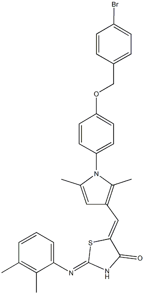 5-[(1-{4-[(4-bromobenzyl)oxy]phenyl}-2,5-dimethyl-1H-pyrrol-3-yl)methylene]-2-[(2,3-dimethylphenyl)imino]-1,3-thiazolidin-4-one Struktur