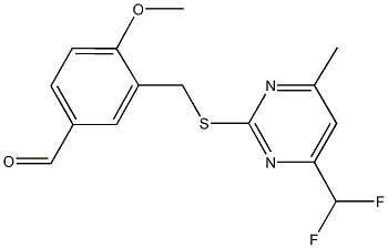 3-({[4-(difluoromethyl)-6-methyl-2-pyrimidinyl]sulfanyl}methyl)-4-methoxybenzaldehyde Struktur