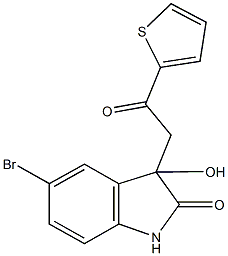 5-bromo-3-hydroxy-3-[2-oxo-2-(2-thienyl)ethyl]-1,3-dihydro-2H-indol-2-one Struktur