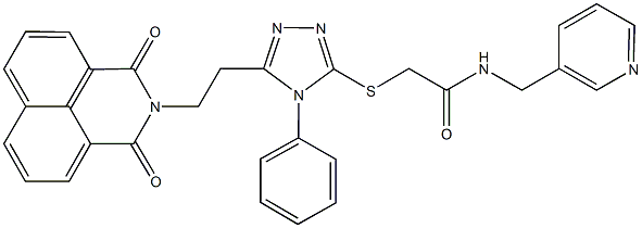 2-({5-[2-(1,3-dioxo-1H-benzo[de]isoquinolin-2(3H)-yl)ethyl]-4-phenyl-4H-1,2,4-triazol-3-yl}sulfanyl)-N-(3-pyridinylmethyl)acetamide Struktur