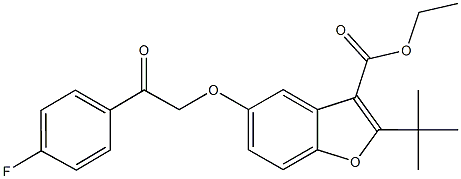 ethyl 2-tert-butyl-5-[2-(4-fluorophenyl)-2-oxoethoxy]-1-benzofuran-3-carboxylate Struktur