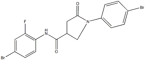 N-(4-bromo-2-fluorophenyl)-1-(4-bromophenyl)-5-oxo-3-pyrrolidinecarboxamide Struktur