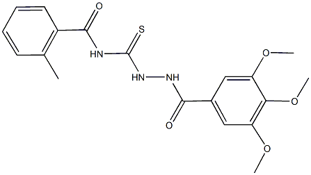 2-methyl-N-{[2-(3,4,5-trimethoxybenzoyl)hydrazino]carbothioyl}benzamide Struktur