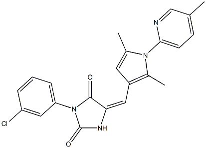 3-(3-chlorophenyl)-5-{[2,5-dimethyl-1-(5-methyl-2-pyridinyl)-1H-pyrrol-3-yl]methylene}-2,4-imidazolidinedione Struktur