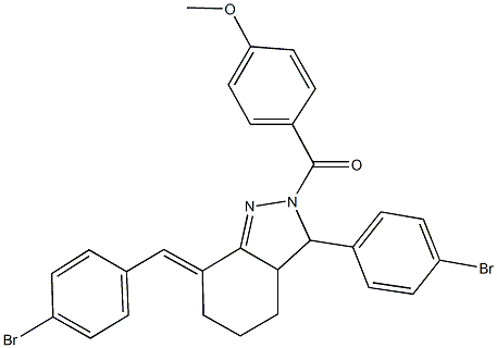 4-{[7-(4-bromobenzylidene)-3-(4-bromophenyl)-3,3a,4,5,6,7-hexahydro-2H-indazol-2-yl]carbonyl}phenyl methyl ether Struktur